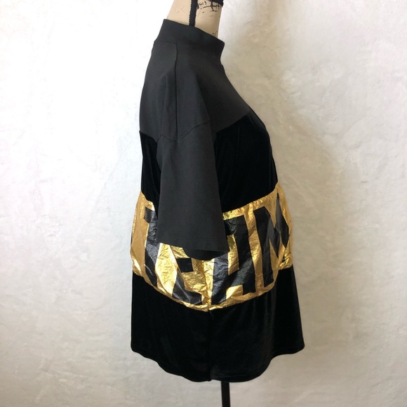 Adidas Velvet Foil Sweat Tee Mock Neck Size S - Picture 6 of 8